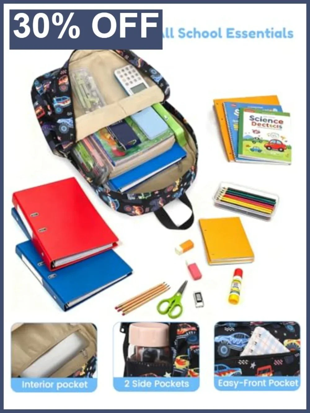 Kids Backpack Boys Preschool Toddler Kindergarten School Bookbag Monster Truck
